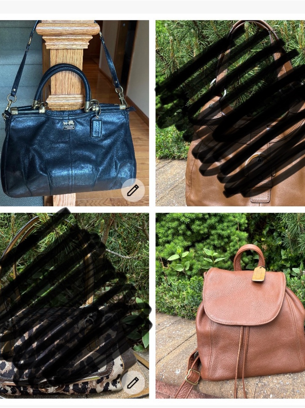Vintage Authentic COACH Genuine Leather Lot of 2 bags ~ Black & Brown